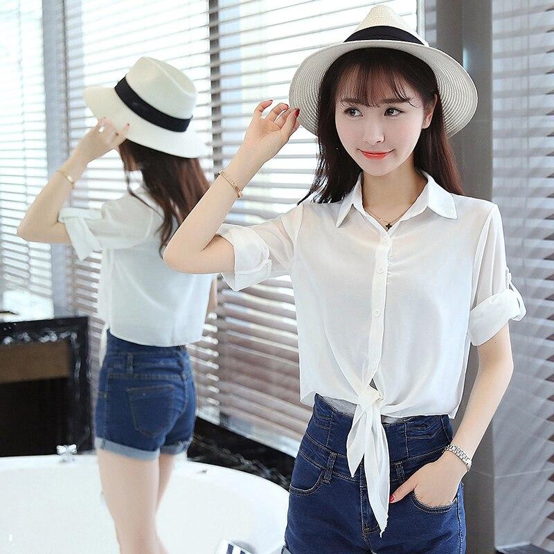 2023 Summer Half Sleeve Chiffon Buttoned Up Shirt Womens Coat Female Sun Protection All-match Thin Cardigan 13556
