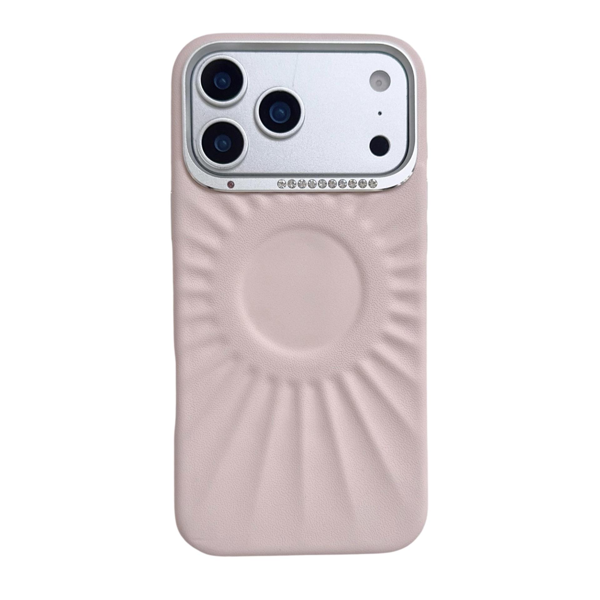 Compatible with Apple 17 Pro Max: New Pattern Leather Phone Case, Stain-Resistant, Wear-Resistant, Magnetic Protective Cover. 16 Pro розовый