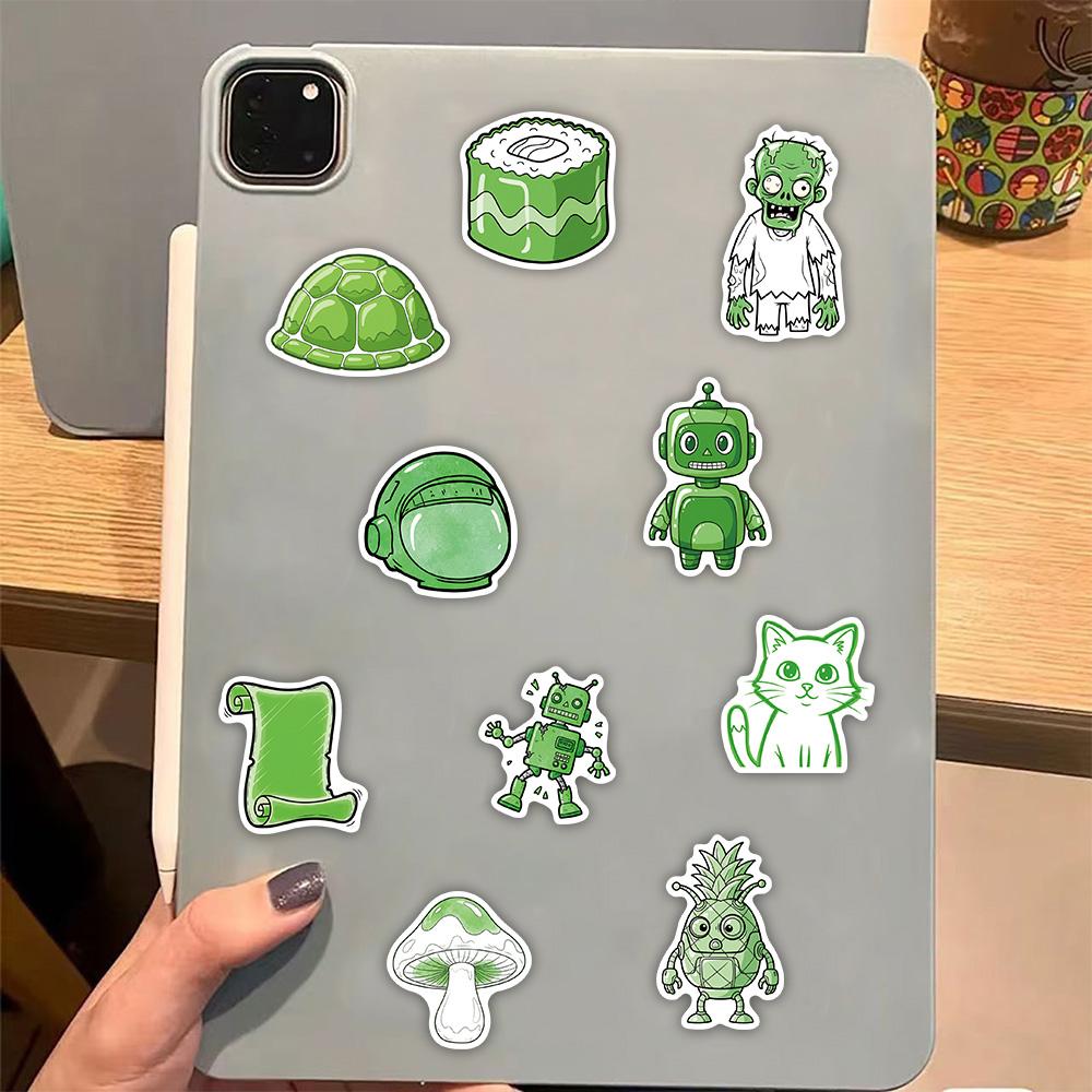 50PCS Green Item Stickers Decorative Guitar Phone Case DIY Luggage Laptop Tablet Waterproof Stickers
