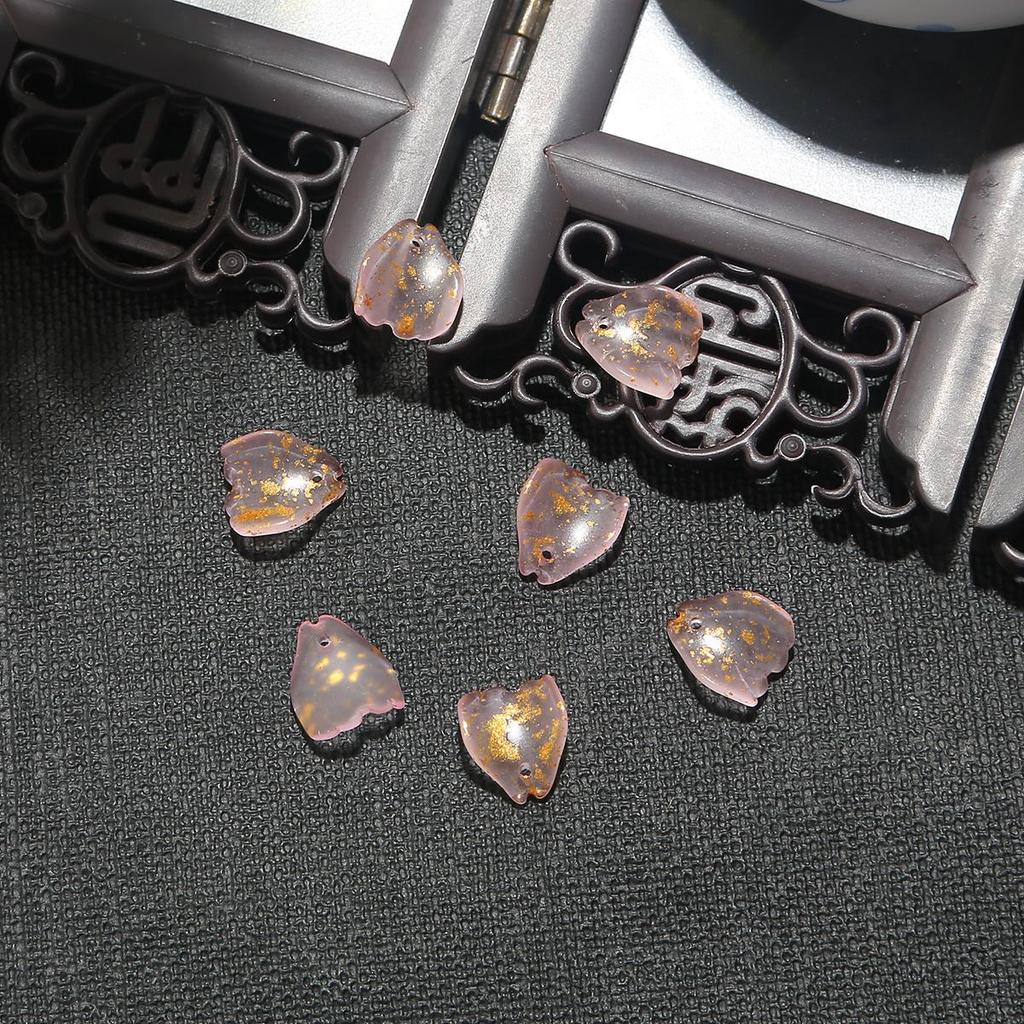 10Pcs 13x11mm Gradiente Cor Checa Contas de Vidro Pétalas de Flor de Hibisco Contas para Fazer Jóias Acessórios DIY