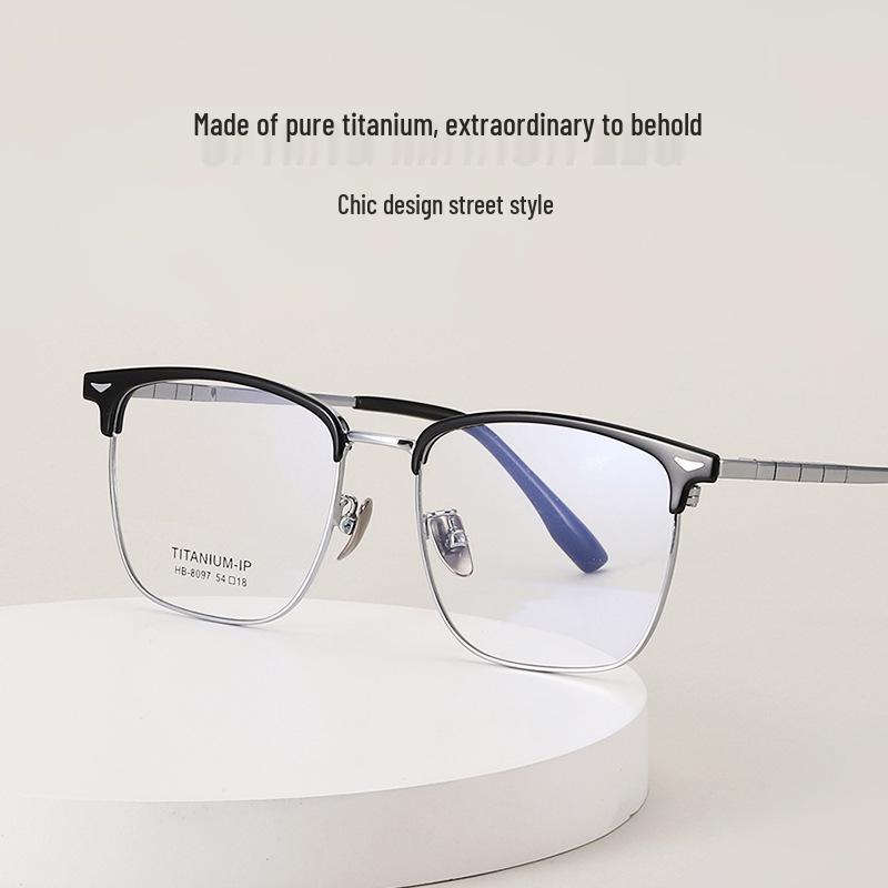 

Ultra-light Accordion Leg Pure Titanium Men s Myopia Eyeglass Frames Gray Silver C3