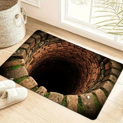 3D Optical Illusion Rug Realistic Hole Non-Slip Floor Mat Bottomless Pit Entrance Rug Doormat for Living Room Bedroom Playroom Decor