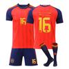 Teens Kids Adults Football Kits Sport Training Jersey Set with Socks 2026 FIFA World Cup Spain Home #16 Rodrigo