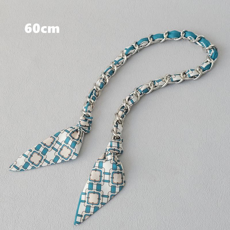 New Fashion Brand Woman Handbag Accessory Chains Detachable Floral Print Gold Silver Metal Silk Shoulder Strap Women DIY Chain Bag Handles