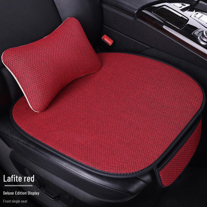All-Season Light Luxury Ice Silk Linen Car Seat Cushions, Breathable & Non-Slip