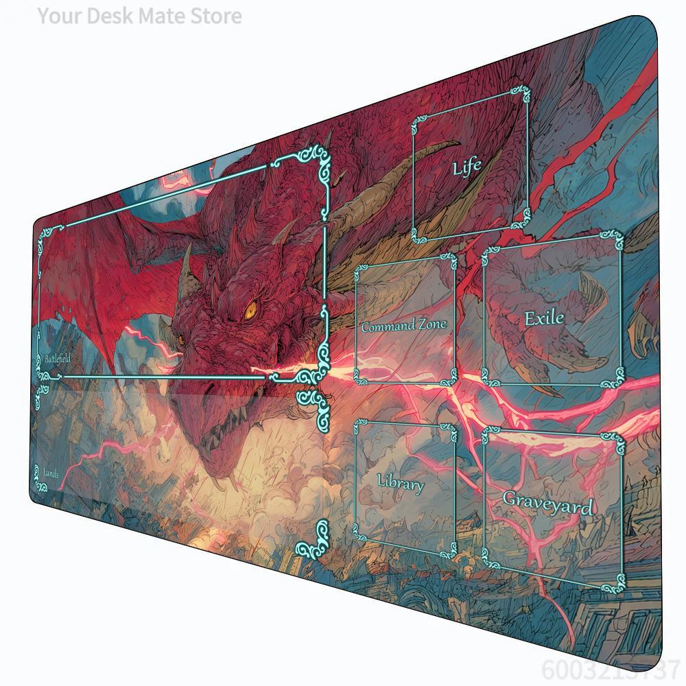 Fantasy Red Giant Dragon MTG Playmat Magic Card Battle Mat NonSlip Stitched Edge XCM Commander Playmat Tapete Magic Mtg