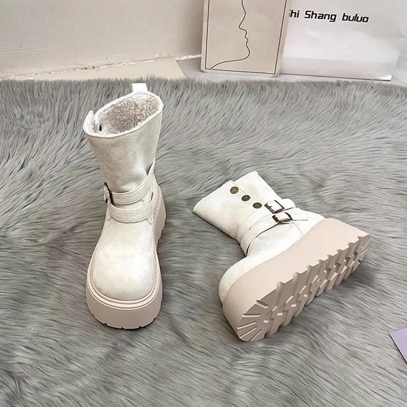 Winter Platform Thick Bottom Women Fur Snow Boots Outdoor Comfort Keep Warm Shoes Ladies Modern Short Botas Para Mujer