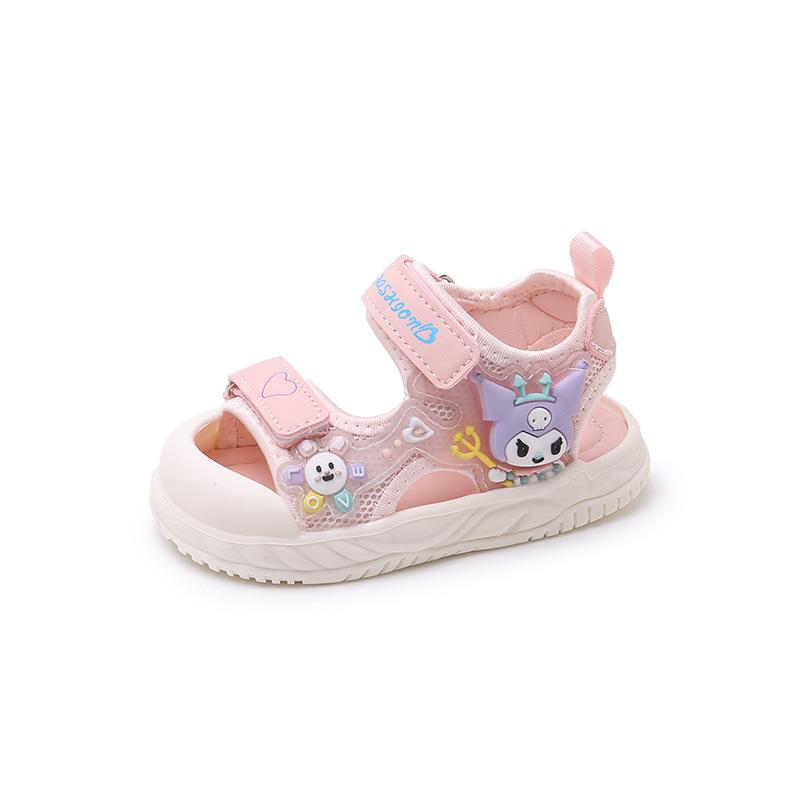 

Girls Baotou Sandals Summer New Baby Lights Beach Shoes Soft Sole Kulomi Velcro 26 рожевий