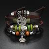 Punk handgefertigtes Perlenarmband aus Rindsleder Legierung Lebensbaum-Logo Leder gewebtes Armband Mode