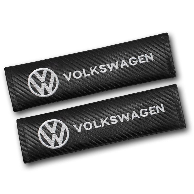 Carbon Fiber VW Car Logo Seat Belt Pads Seat Shoulders Strap Pad Cushion Cover For Volkswagen Golf Passat Touran Front Accessory Zw3