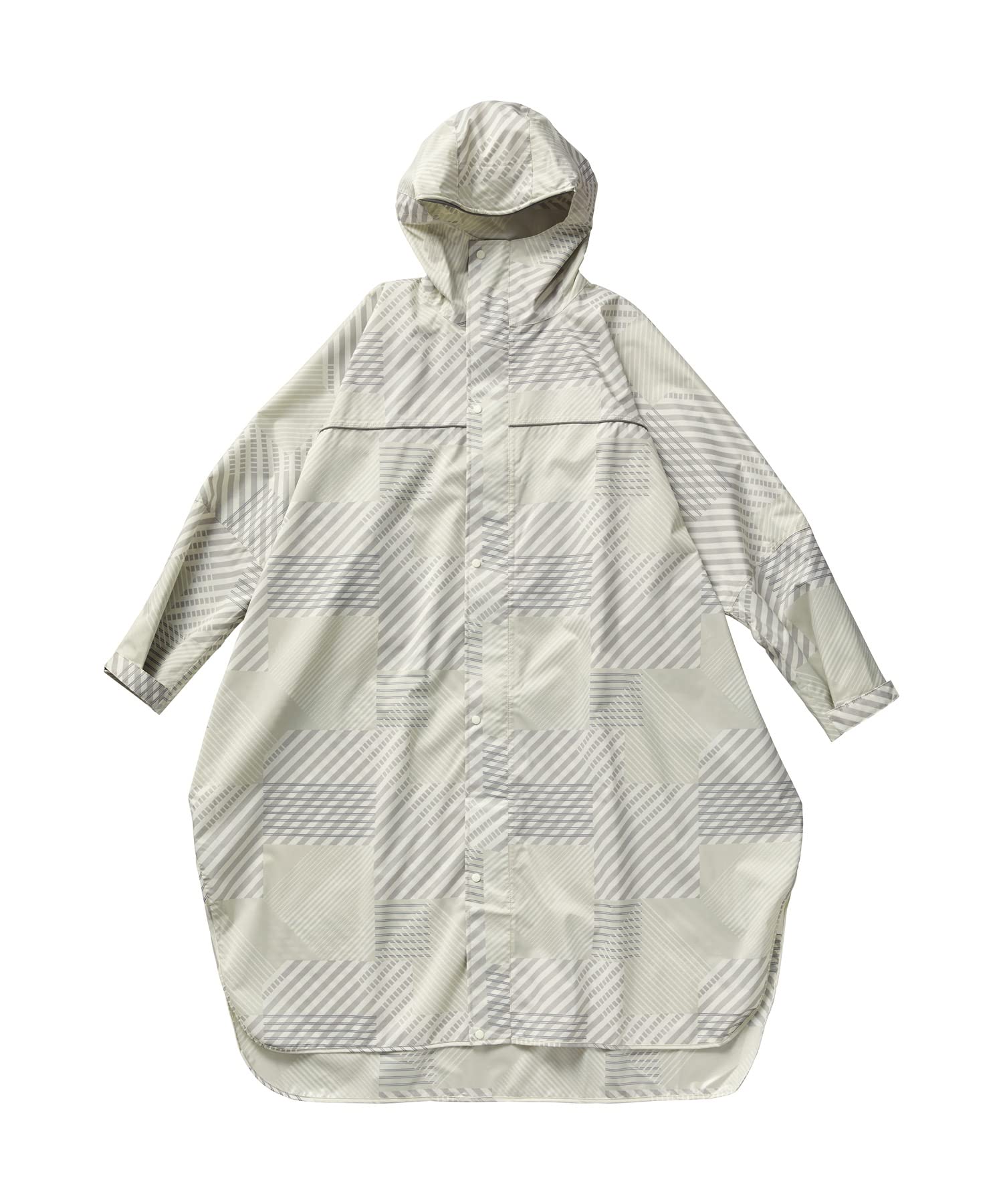 

Raincoat Bicycle Sleeve Striped Mix Cycling Compatible Hood with Brim Reflector Hand Cover Casual Stylish Cute for Everyday Use Women [World Party]