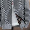 Gestrickte Langarm Herren Strickjacke Herbst Winter Geometrisches Muster Stehkragen Pullover Mantel Oberbekleidung