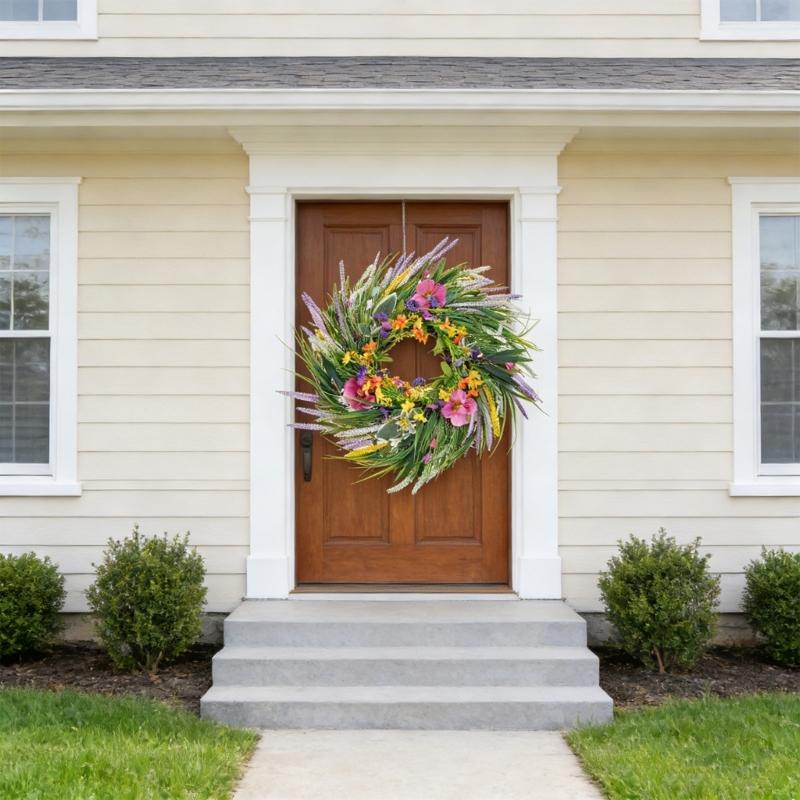 Spring Wreath for Front Door 22'' Artificial Flower Wreath for Wall Wedding Party Home Decorations for Indoor Outdoor
