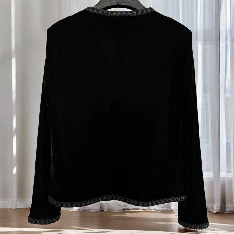 Spring Autumn Women's Velvet Cardigan Slim Fit V-Neck Cardigan Jacket Casual Cardigan Top
