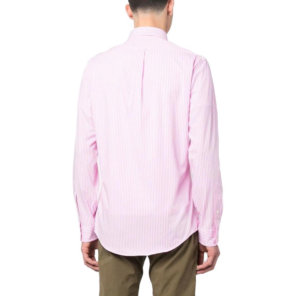 Polo Ralph Lauren SS23 Logo Embroidered Striped Button-Down Casual Shirt Men Shirts Pink 710859881-002