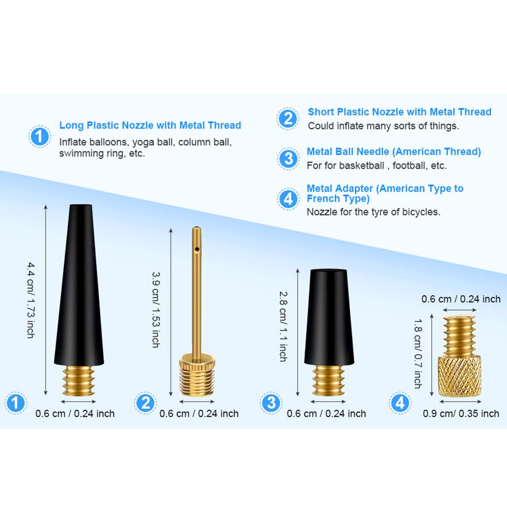 Tire Valve Adapter Ball Pump Needle Balloon Nozzle Inflation Kit for Xiaomi Air Pump and Other Compatible Electric Inflator Stem Caps1
