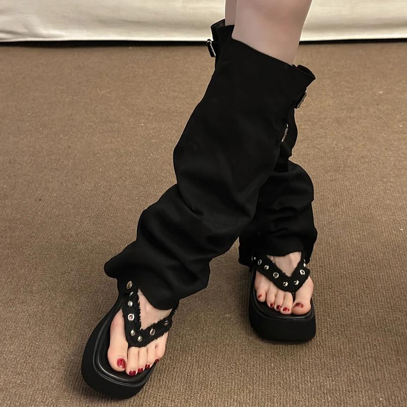Fashion 2024 High Quality Shoes Female Women's Slippers Summer Solid Open Toe Platform Water Proof Outdoor Casual Daily Thong Slippers