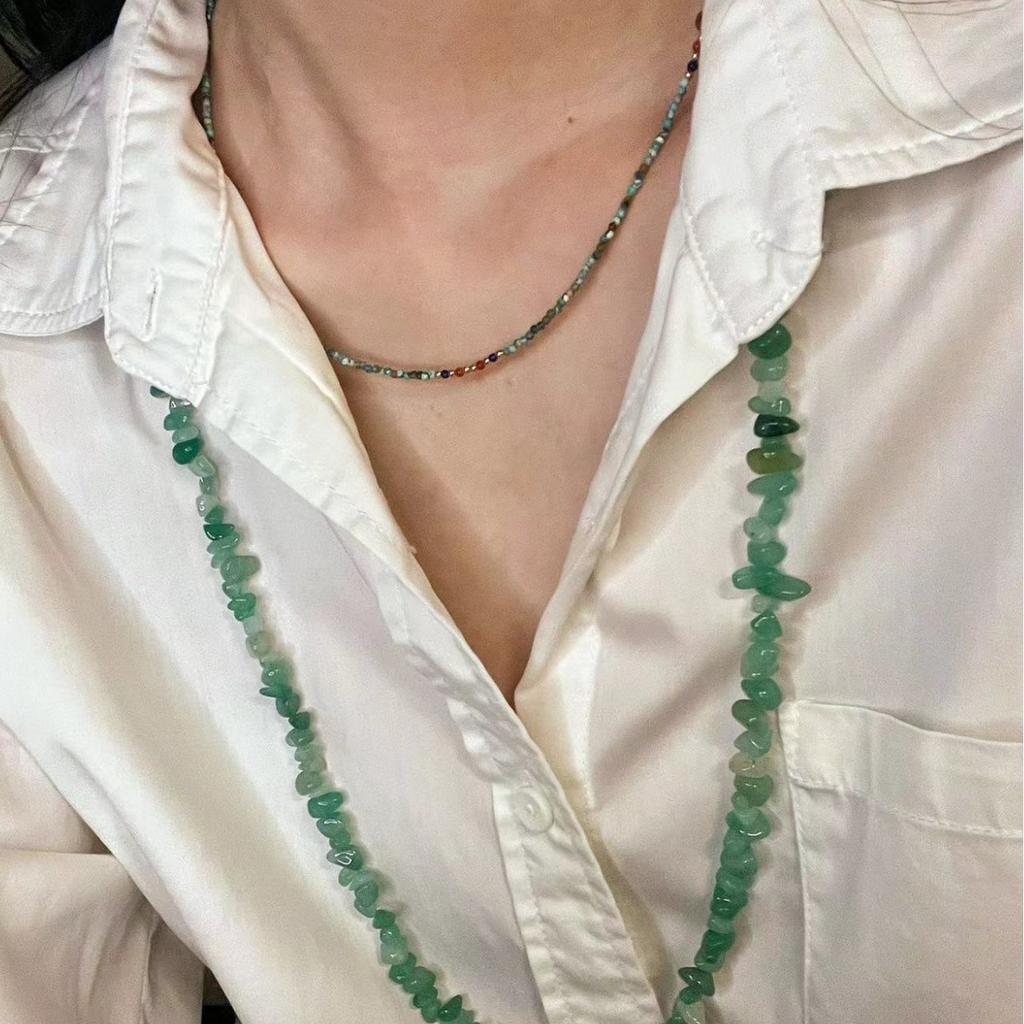 Natural Turquoise BABY Bead Clavicle Chain Necklace Retro National Style Niche Style