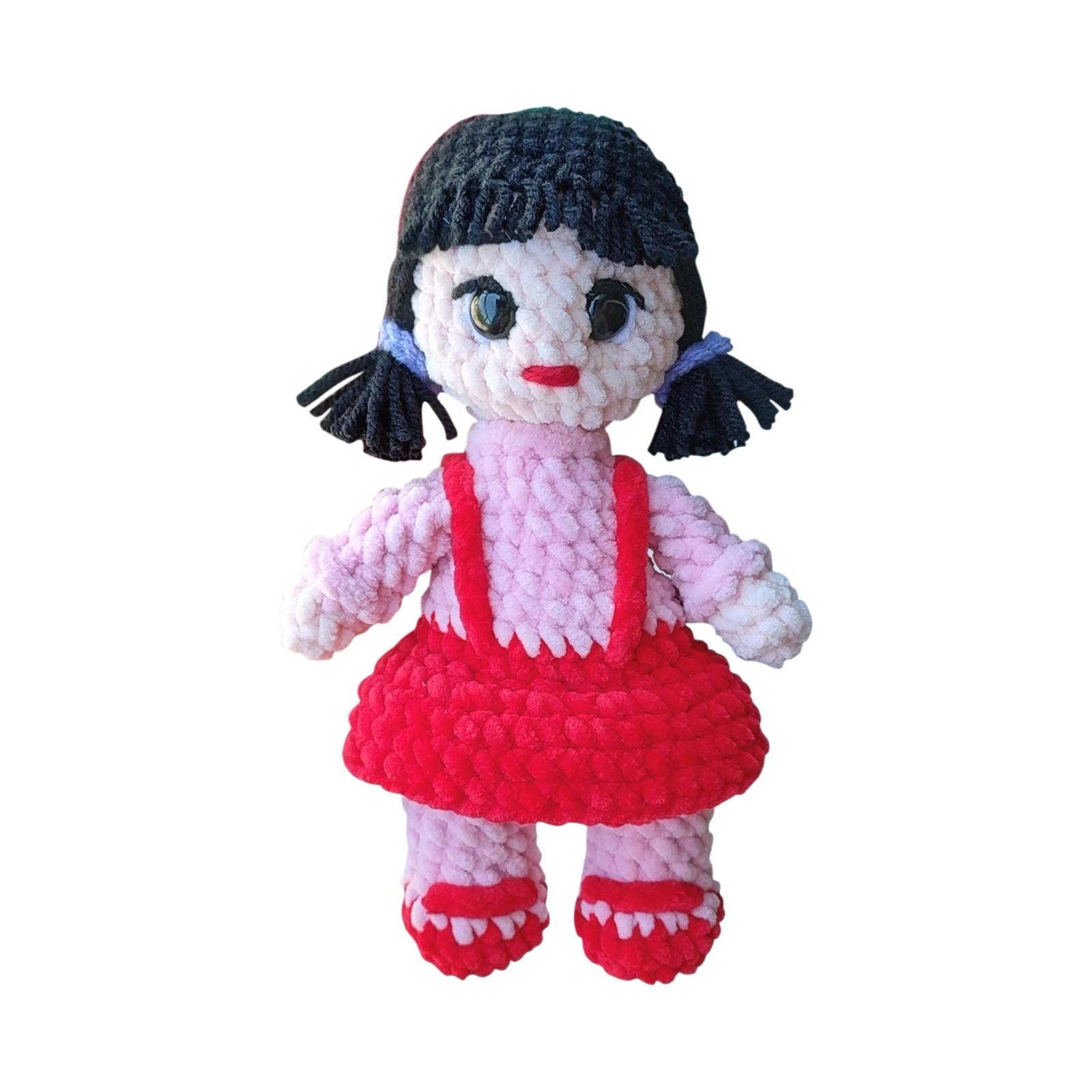 

Handmade Crochet Doll – Knitted Yarn Plush Toy & Home Decor Gift One Size червоний