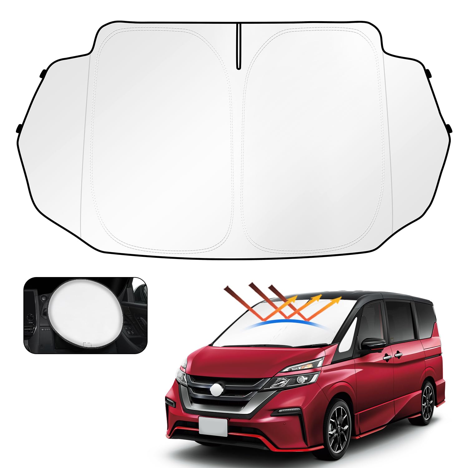 

Cartist Nissan Serena c27 Front Sunshade with Nissan Serena c27 models from August 2016 Windshield Shade UV Car Custom Interior Easy Storage Bag