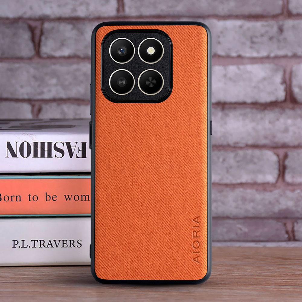 

Luxury Textile Leather Case for Honor X9D X7D 400 lite 400 Pro 400 Smart 400 5G Soft TPU with Hard PC 3in1 material Phone Cover for Honor X9D помаранчевий