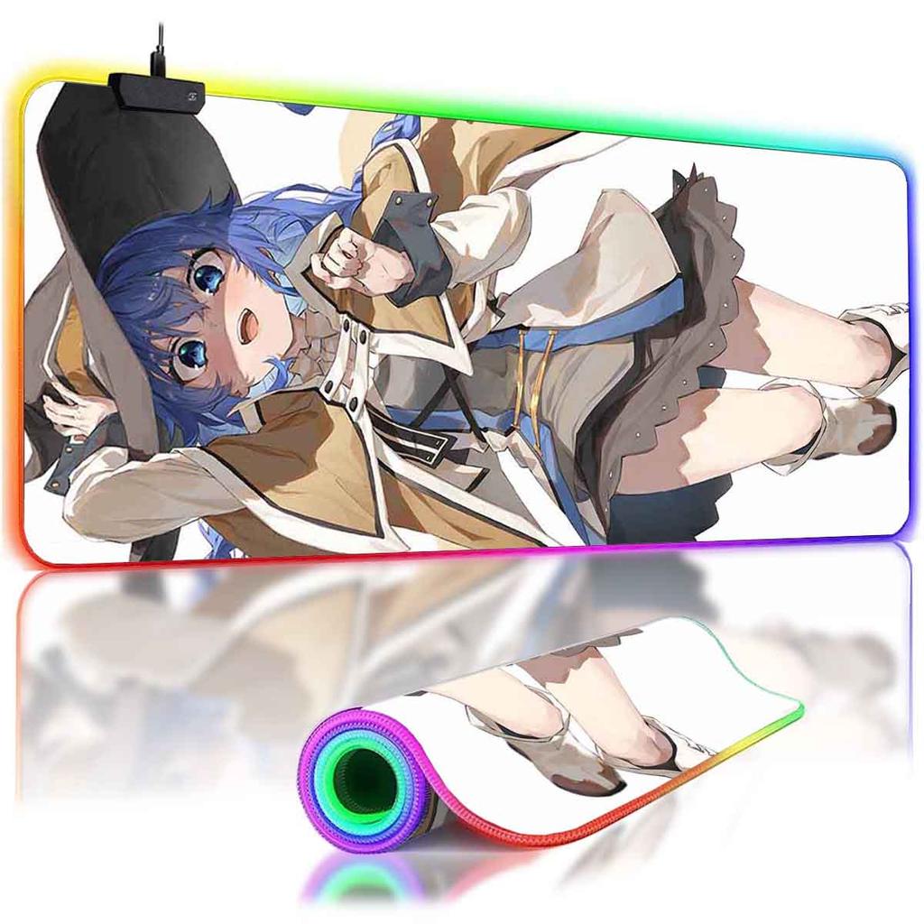 RGB Backlit Anime Roxy Migurdia Mouse Pad Cute Anime M_Mushoku Tensei Overwatch Mouse Mat Mouse Pad Non-Slip Gamer Keyboard Mat