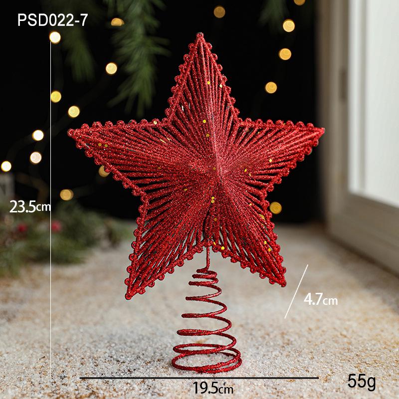 

20CM Red, Silver, Gold Hollow Christmas Tree Star Topper - Five-Pointed Decoration