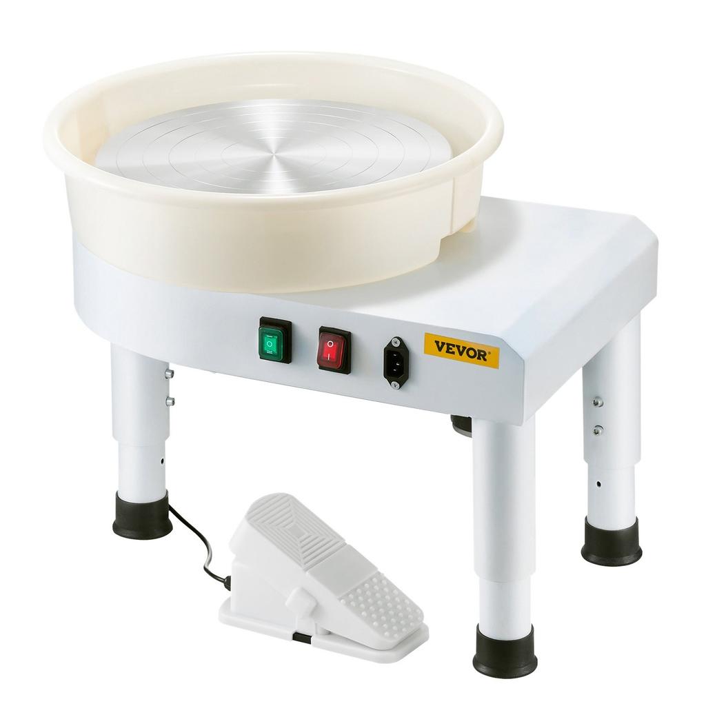 Pottery Wheel, 14 in Ceramic Wheel Forming Machine, 60-300 RPM Adjustable Speed with Foot Pedal Control, Detachable Basin, Adjustable Lift Leg,