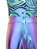 Kids Metallic Shiny Sleeveless Jumpsuit with Print Patchwork and Flared Pants for Boys Disco Halloween Party Outfit