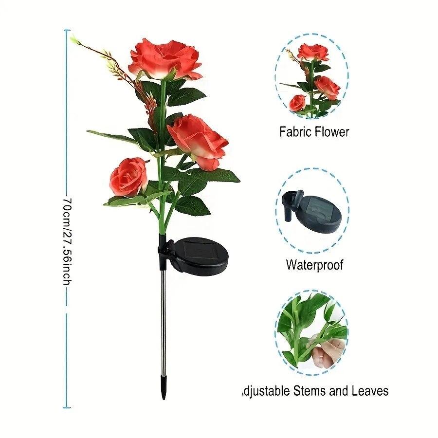 

Красная роза солнечная лампа наземная наружная водонепроницаемая дворовая светодиодная лампа для искусственного цветка для двора ландшафтный сад украшение