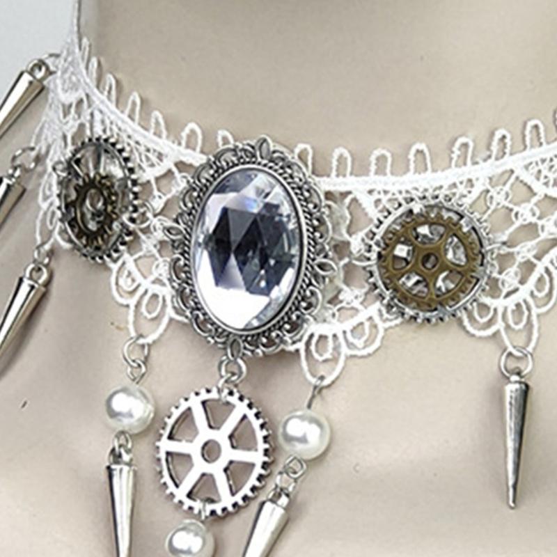 Collar Necklace with Lace and Gears Household Decoration for Wedding Birthday Party Decoration Accessory