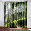 Spring Green Forest Series Luxury Sunshade Curtains 2 Pieces of Living Room Bedroom Home Decoration Hook Punch