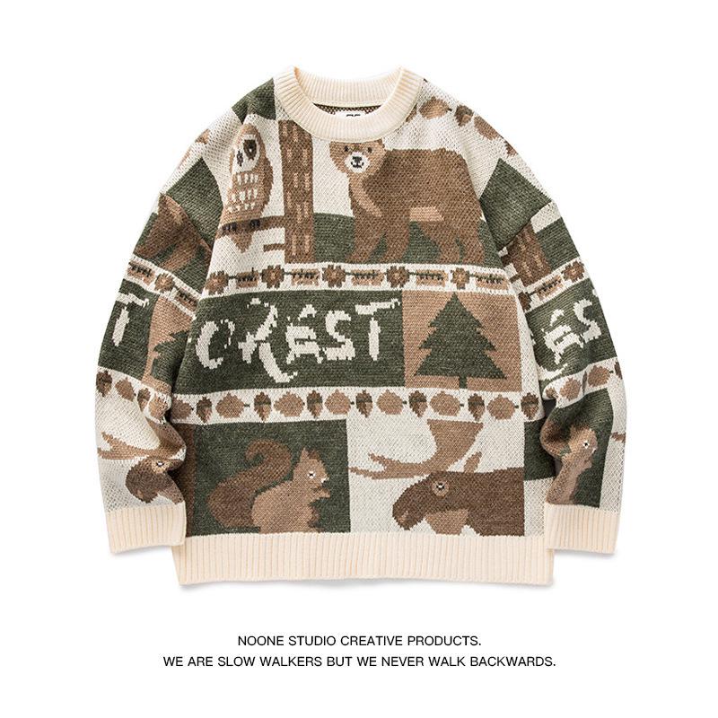 Autumn Men s Vintage Color Block Jacket - Japanese Retro Mori Style 2XL