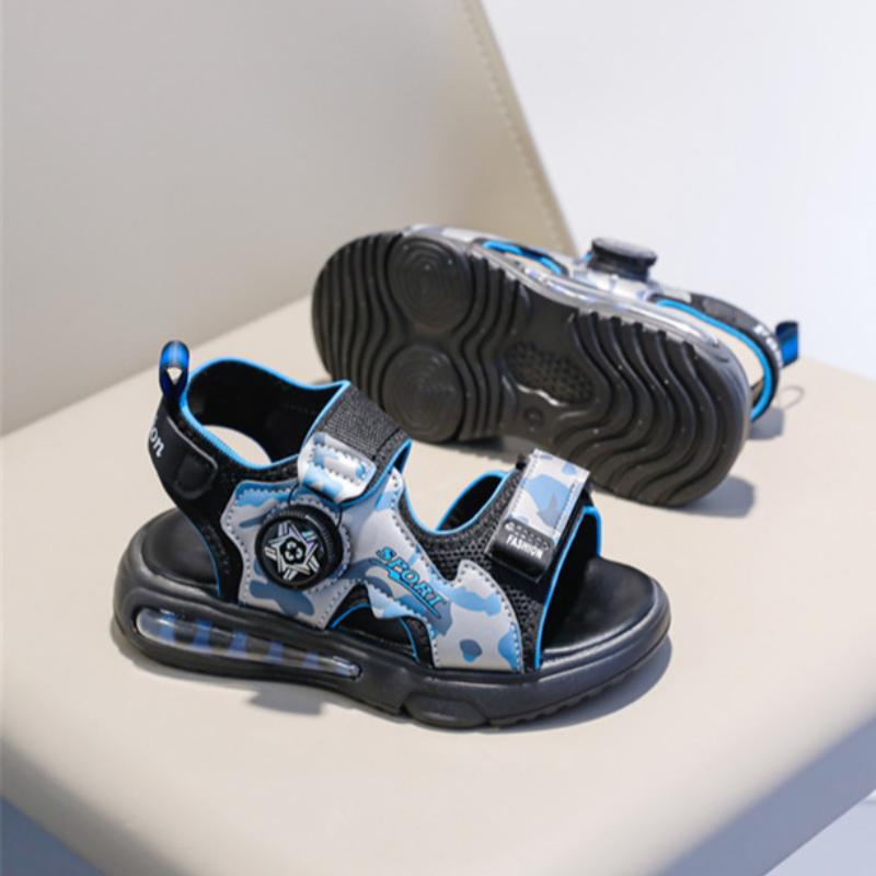 

Children s Summer Sandals for Boys, Fashionable Sports, Middle and Large Children s Soft Bottom Rotating Button Primary School Shoes 27 синій