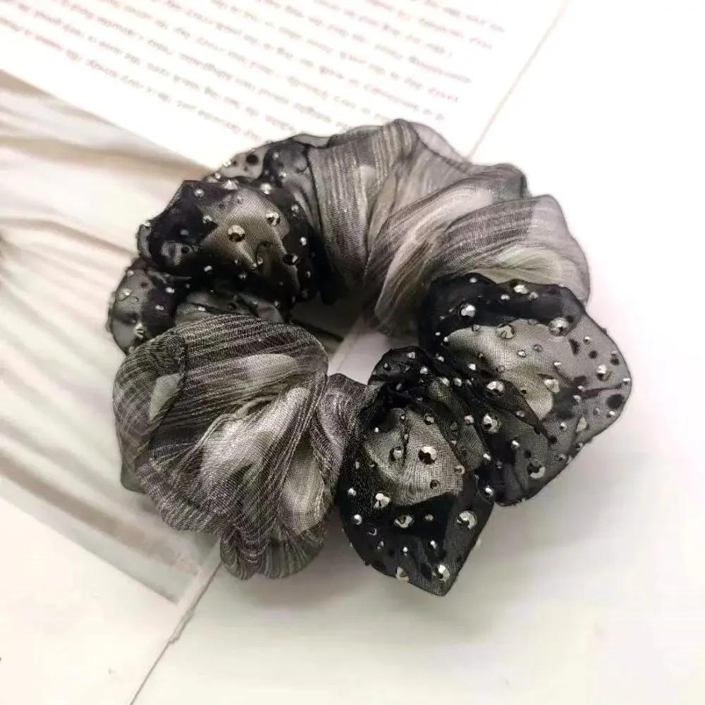 

Маленькая Звезда Кольцо Толстой Кишки Полностью Бриллиантовое Кольцо для Волос Инкрустированное Французская Двухслойная Органза Сладкий Головной Убор Цветок Веревка для Волос