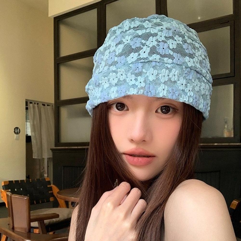 Thin Lace Pullover Hat Hollow Sunscreen Cap Sweet Beanies Hat Apparel Accessories