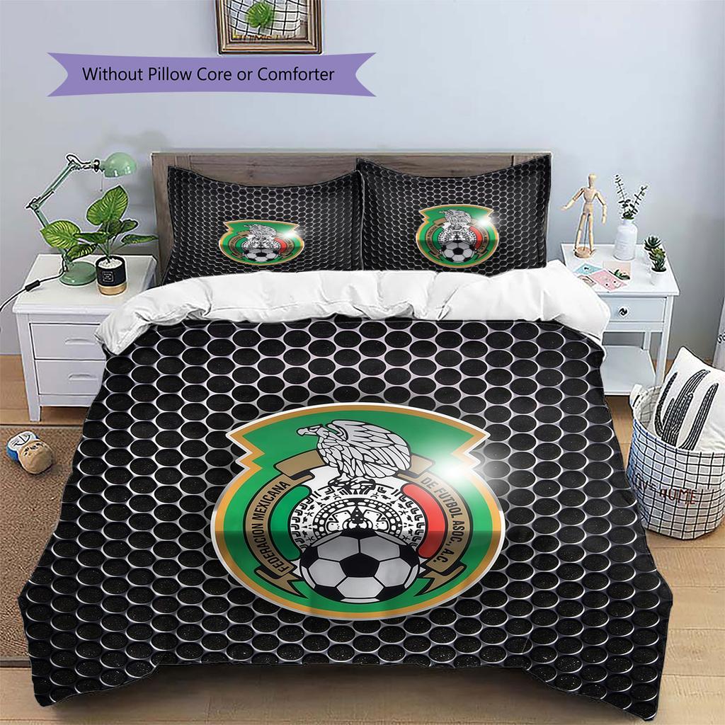 Mexico national football logo Pattern Bedding Home Decoration Birthday Gift (1 * duvet cover + 2 * pillowcase, without core),fan merchandise.