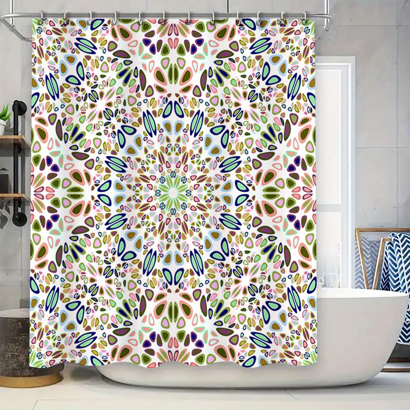 

Colorful Shower Curtain With Floral Design Waterproof Fabric For Bathroom Decorations W60H190(CM)-1 Pcs