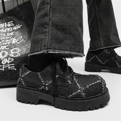 Summer Niche Destruction Wind Derby Shoes Hairstylist Casual Leather Shoes Platform Big Head Canvas Shoes Beggar Shoes