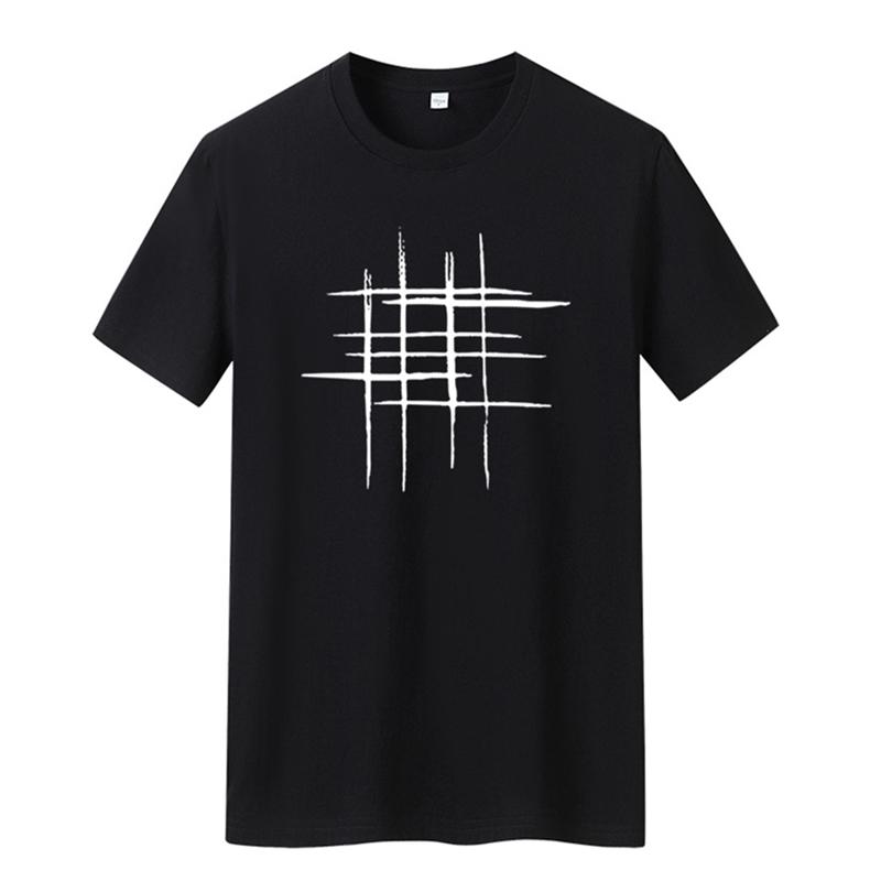 Einfaches kreatives Design Line Cross Print Baumwoll-T-Shirts Sommerstil Kurzarm-Männer-T-Shirt