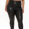 Dames Imitatie Leer Gevouwen Lengte Broek Hoge Stretch En Yoga Broek Sport Hardloopbroek