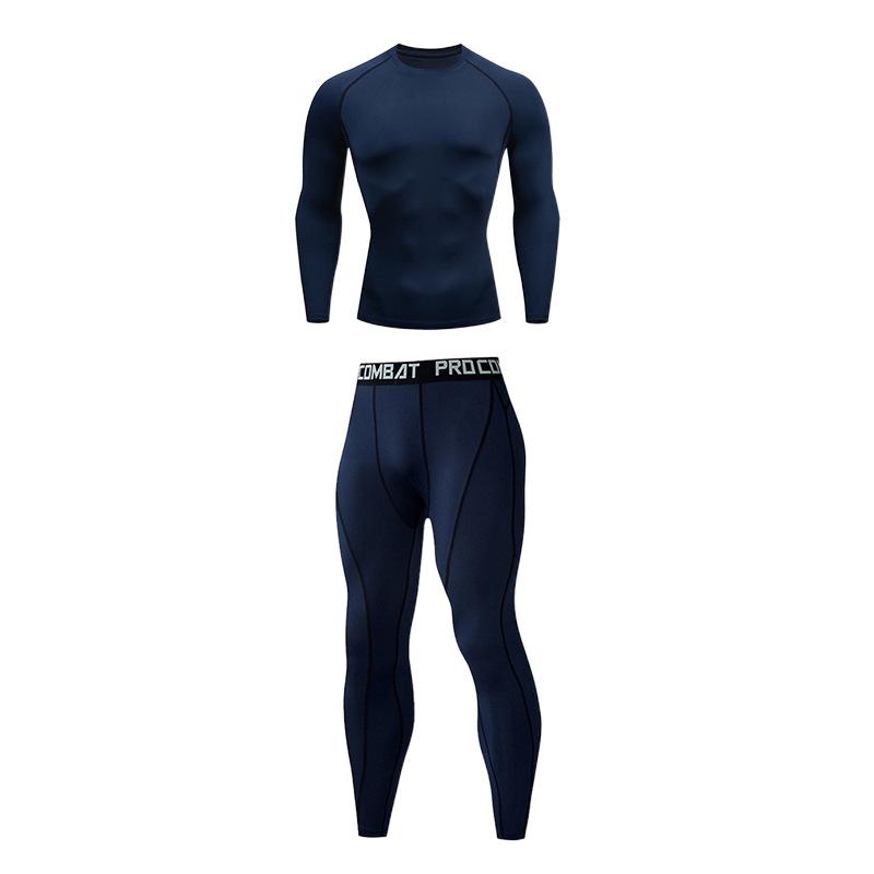 Men's Quick-Dry Sports Fitness Set: Breathable Long Sleeve Top & High Elastic Pants for Basketball, Running, Football & Training