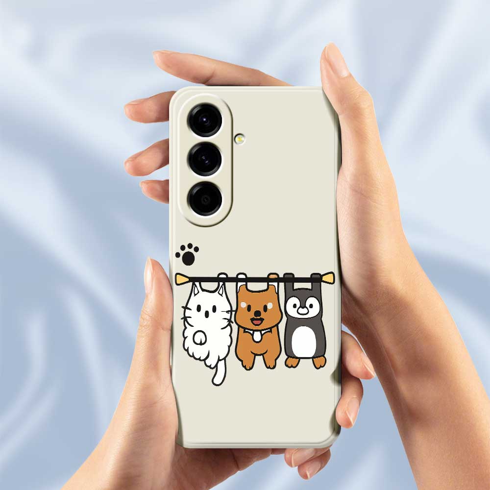 For Samsung Galaxy A56 5G Case Three Animal Dolls Pattern Printing Straight Edge TPU Phone Back Cover