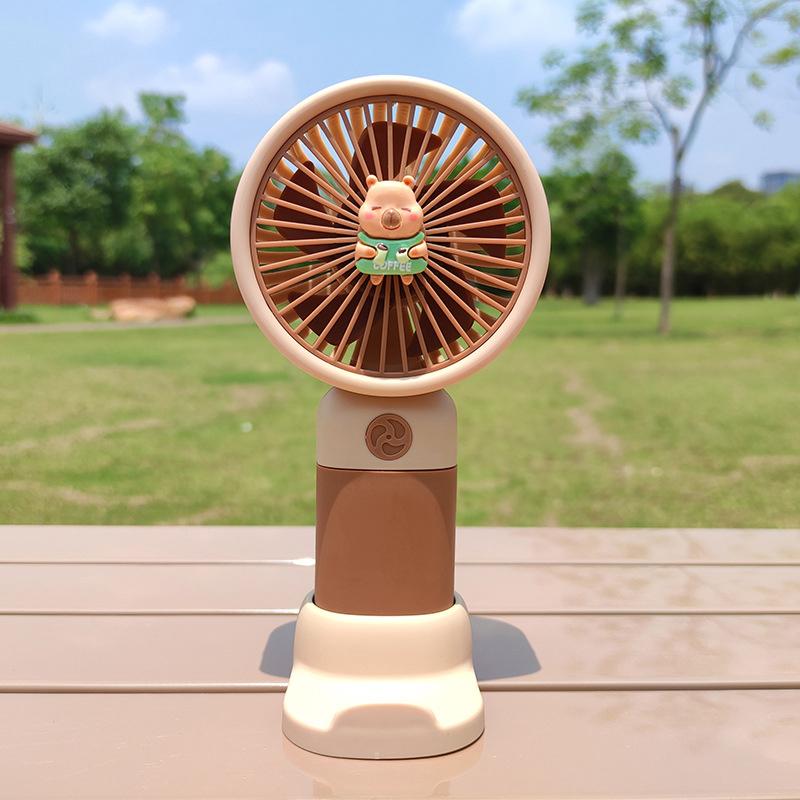 Cute Cartoon Capybara Portable Mini Pocket Cooling Fan  Detachable Dock Handheld Fan Outdoor Usb Charging Small Fan Gifts
