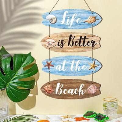 Creatief Vintage Houten Strandbord Strand Thema Decoratief Surfplank Hangend Hanger Nautisch Oceaan Kust Wanddecoratie Wandkunst