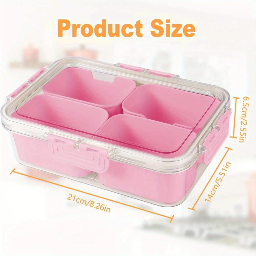 Snackle Box Container Lid with 4 Compartment with Lid Portable Divided Serving Tray for Parties Sweets Vegetables Biscuits Nuts