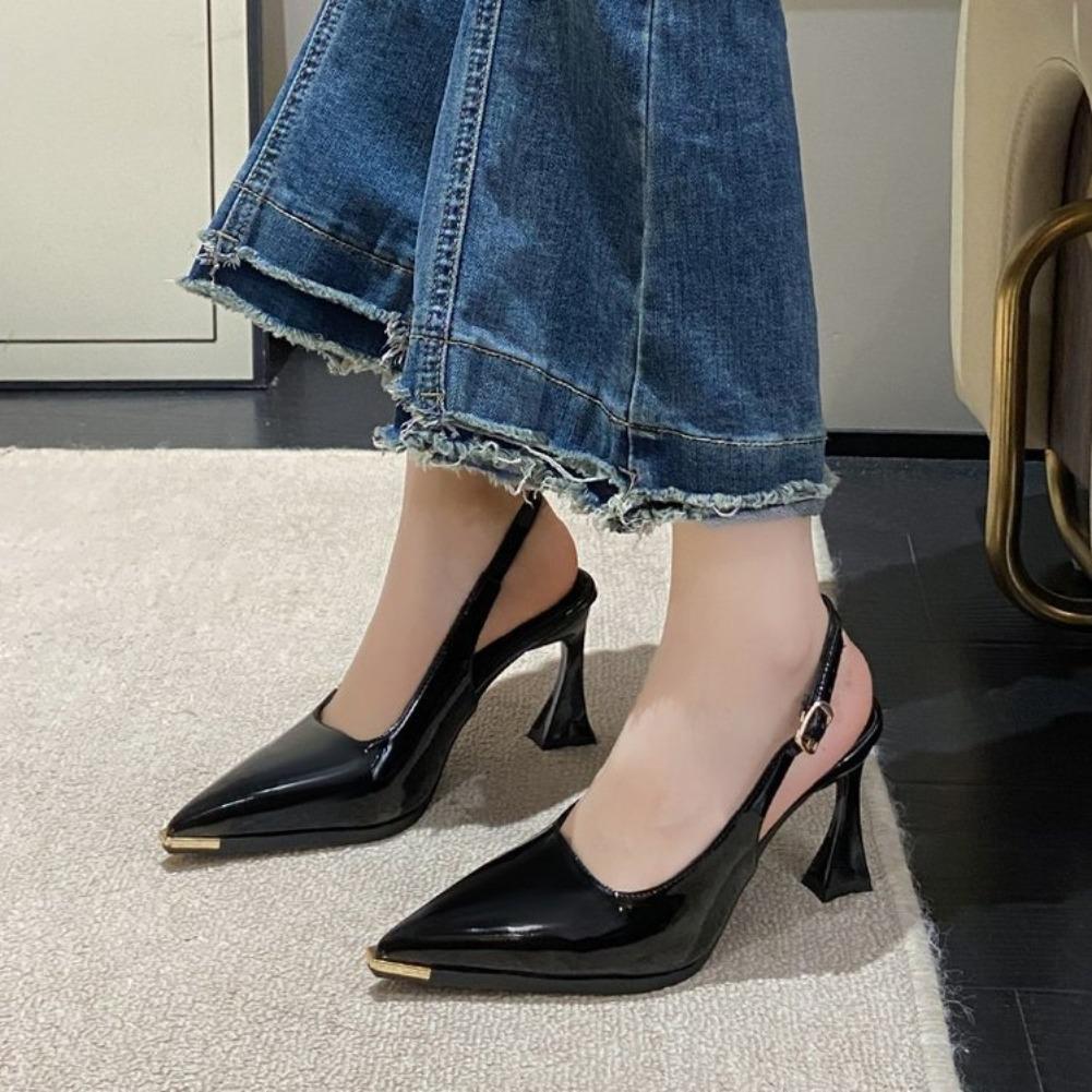 Fashion 2025 New Summer Women Black Fashion Sandals Woman Heels Pumps Sexy Pointed Toe Sandalias Female High Heels Shoes Women