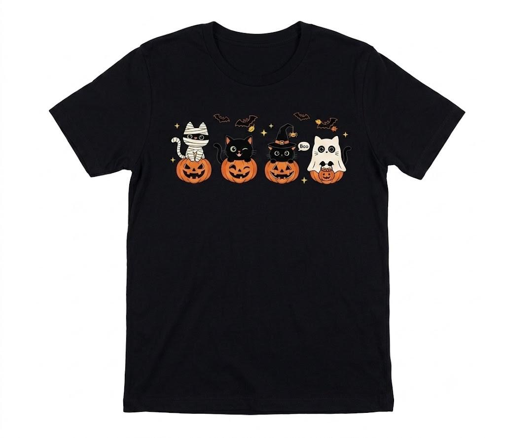 Pumpkin Cat Cute Pumpkin Halloween Black T Shirt Gift For Friends