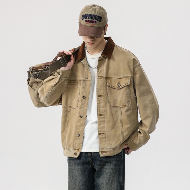 Men's 2024 Retro High-End Denim Jacket: Casual Loose Lapel, Autumn/Winter Style Workwear