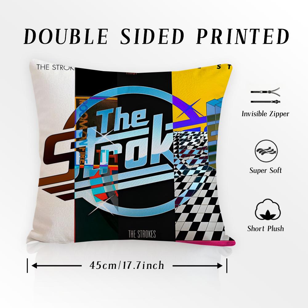 Rock Band The Strokes Album Pillow Case Anti-dustmite Pillowcase Invisible zipper silky short plush Sofa cushion cover